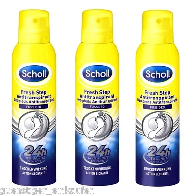 3x 150ml Scholl Fresh Step Antitranspirant Fuß Deo 24h Trockenwirkung