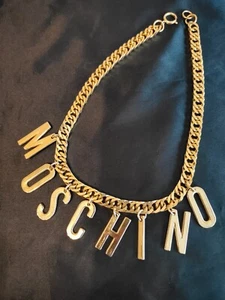 Moschino logo necklace gold-tone chain women jewelry total length 42cm 16.5" - Picture 1 of 15
