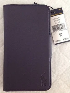 Ralph Lauren Polo ~ Funda rígida Samsung Galaxy 5S ~ cuero azul ~ ranuras para tarjetas ~ nuevo con etiquetas - Imagen 1 de 5