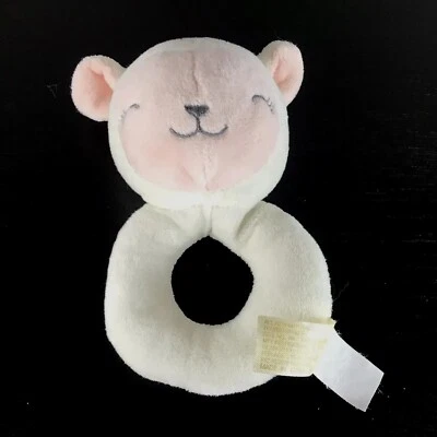 DAN DEE WHITE PINK LAMB PLUSH RING RATTLE LOVEY - Image 1 of 4