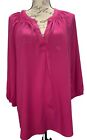Crown & Ivy Women?S Magenta Tunic Top Size Large 3/4? Sleeves V-Neck