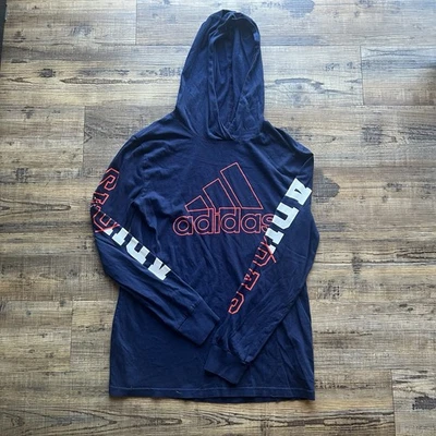 Adidas Jóvenes Niños Logo Sudadera con Capucha Camisa Azul Marino Manga Larga Pullover Grande 14/16 Foto 1 de 4