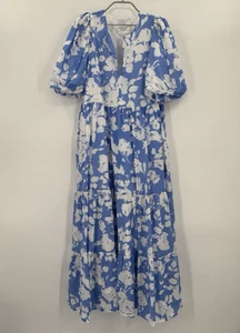 Maxi Vestido Hyacinth House by Tuckernuck Azul y Blanco Floral Cisco Talla M Mediano - Imagen 1 de 8