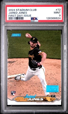2024 Topps Stadium Club Jared Jones #72 1st Day Issue Rookie RC PSA 9 Pirates - Image 1 of 2