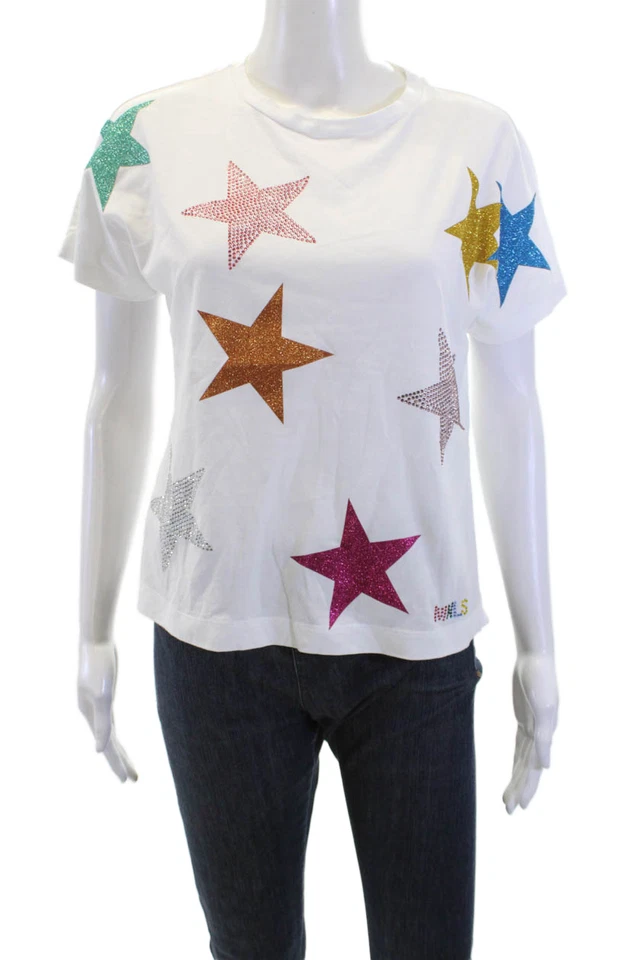 Camiseta Monnalisa Niños Niñas Estampado Estrellas Joyas Blanca Algodón Talla 9 Foto 1 de 4