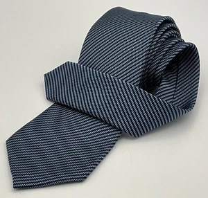 Banana Republic Necktie Men's 100% Silk Tie Blue Geometric Stripes Deep Cobalt - Picture 1 of 11