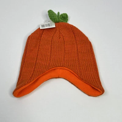 NWT Knit Pumpkin Halloween Hat Fleece Lined Youth Size One Size Fits Most - Image 1 of 4