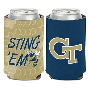 GEORGIA TECH YELLOW JACKETS STING'EM 2 SIDED DESIGN CAN HOLDER WINCRAFT - Picture 1 of 1