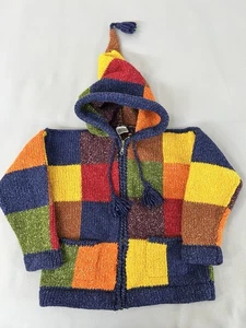 Sweater Wool Colors Size Kids Sz 8 Hand Made Ecuador - Picture 1 of 7
