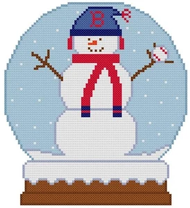 CROSS STITCH+ CRAFT PATTERN Boston Red Sox Baseball Snowman Snow Globe Scarf - Picture 1 of 18