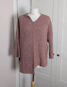 OSKA Linen knit Pullover Pink/Brown Regular 1 (10) Lagenlook Asymmetrical Fit - Picture 1 of 5