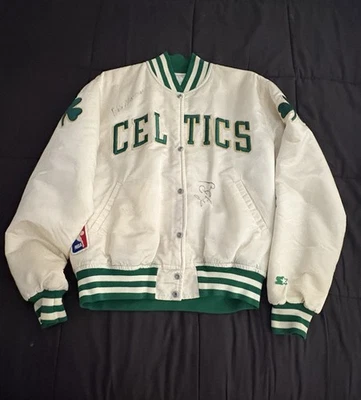 Larry Bird Auto + 1 Chaqueta Bombardero Satinada Vintage Starter Boston Celtics Talla L NBA Foto 1 de 4