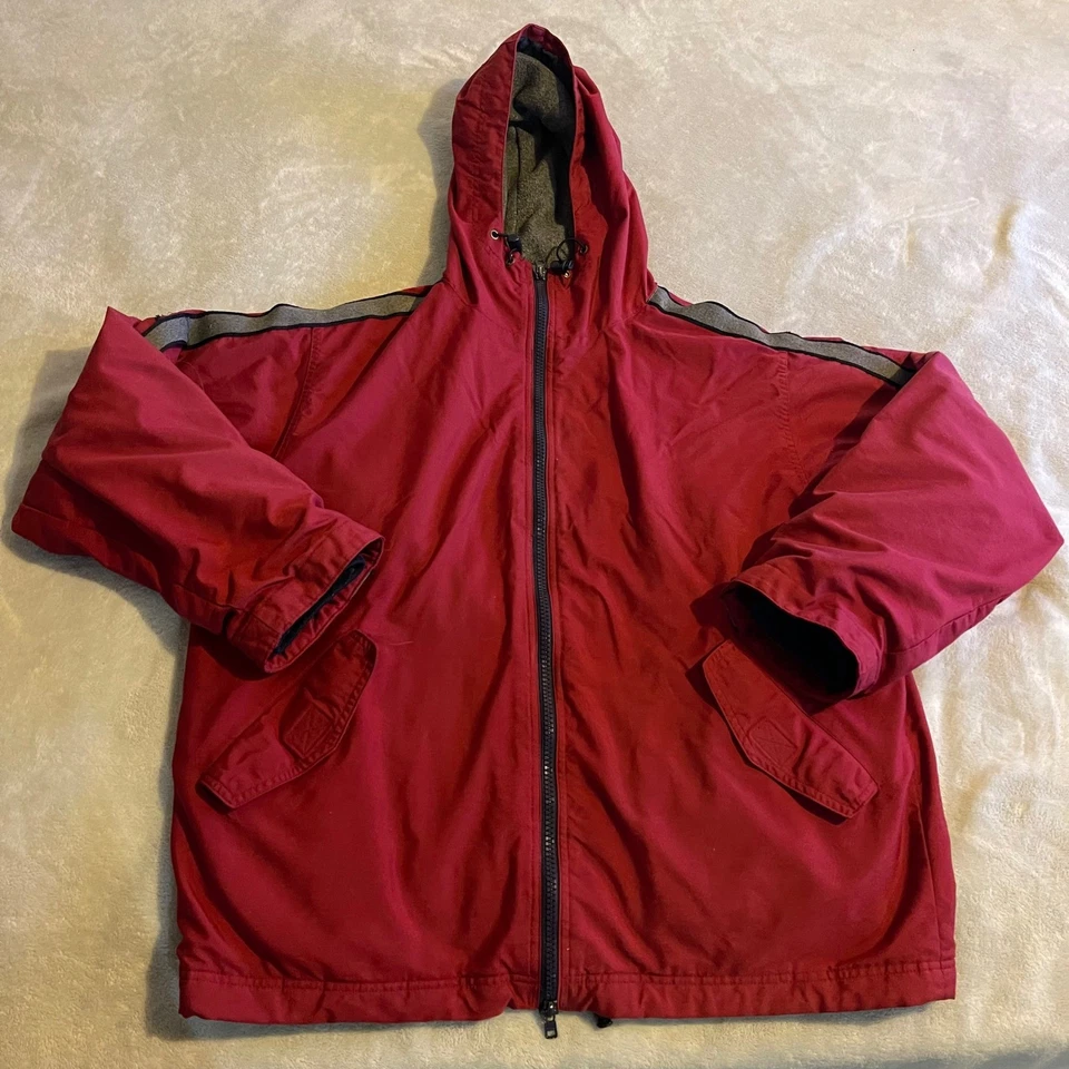 Vintage GAP Men Red Hooded Nylon Shell Fleece Lined Jacket Size Medium 90s - Image 1 of 4