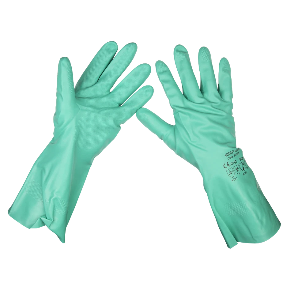 Sealey Nitrile Gauntlets for use with Thinners 355mm Cuffed Pair - SSP34 - Image 1 of 1