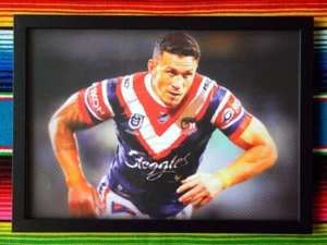 Framed SONNY BILL WILLIAMS Sydney Roosters NRL Poster - 62cm x 44.5cm x 3cm - Picture 1 of 2