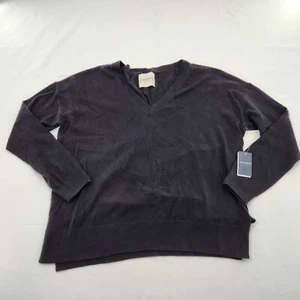 Lucky Brand Womens Size Large Black Cashmere Blend V Neck Pullover Sweater  - Picture 1 of 6