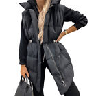 Women Ladies Zip Up Quilted Padded Long Coat Vest Gilet Jacket Waistcoat Outwear