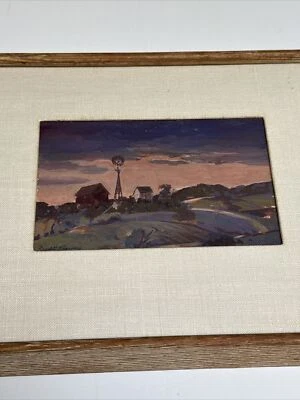 Antigua pintura de paisaje REGIONALISTA ESTILO WPA ERA LISTADO PENNEY Impresionismo Foto 1 de 4