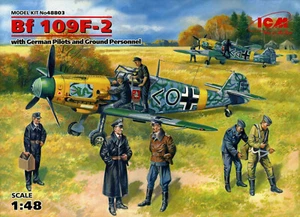 Caza alemán Segunda Guerra Mundial Bf 109 F-2 + pilotos + personal # escala 1/48 # ICM 48803 - Imagen 1 de 9