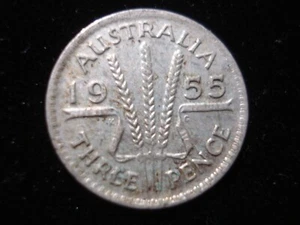Australian 1955 Threepence Coin Queen Elizabeth Birthday Gift Antique Silver - Picture 1 of 2