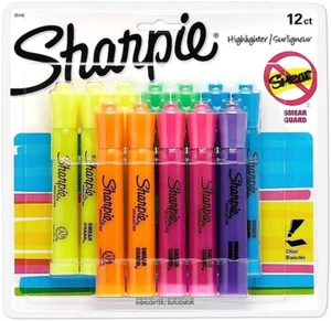 Sharpie Tank Style Highlighters, Chisel Tip, Assorted, 12 Count - Picture 1 of 11