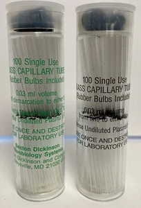 200 Glaskapillarröhren. 0,03 ml. Gummibirnen enthalten. - Bild 1 von 2