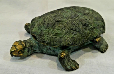 Aschenbecher Ringschale Schmuckschale Schildkröte Gürteltier Tier Deckel Messing - Bild 1 von 4