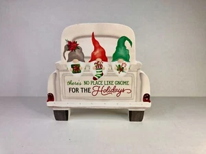 There’s No Place Like Gnome For The Holidays Truck Shaped Christmas Wood Sign - Picture 1 of 4