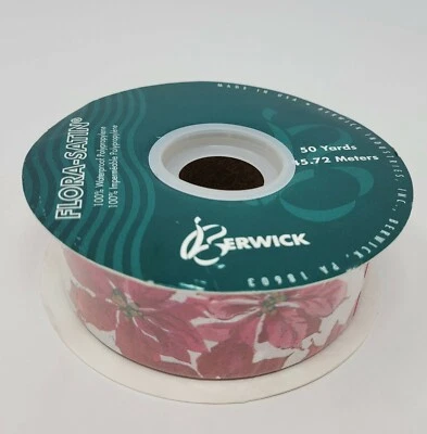 NUEVO Berwick Flora-Satén Rojo Poinsettia Navidad Cinta Artesanal 1-7/16" x 50 YDS Foto 1 de 4