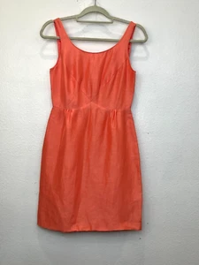 Nuevo con etiquetas J. Vestido de funda de coral para mujer Crew mezcla de seda sin mangas forrado con cremallera talla 2 - Imagen 1 de 4