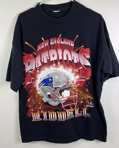 Vtg New England Patriots NFL Football TShirt Riddell Big Helmet Fireworks XL - Picture 1 of 11