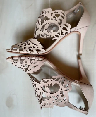 Klub Nico Corte Punta Abierta Beige Cuero Tacones Zapatos Talla 7M Mujer Foto 1 de 4