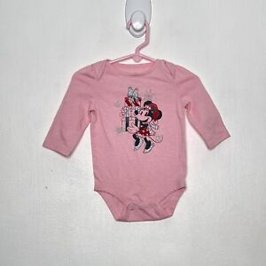 Disney Jumping Beans Minnie Mouse Christmas One Piece Bodysuit Size 6 M Pink