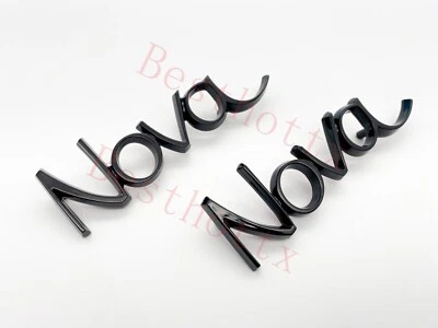 2pcs For 1969-72 Chevrolet Nova Logo Front Fender Badge Emblem- 3953676 Black - Image 1 of 4