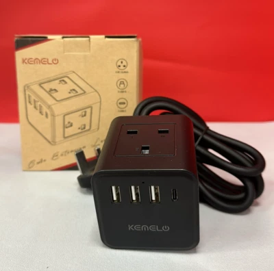 Cable de extensión de cubo KEMELO 4 ranuras USB 4 vías 13A/3250W negro 1,5 M D201