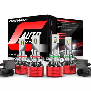 9005 9006 LED Headlight Kit Combo Bulbs High Beam & Low Beam Super White Bright - Picture 1 of 12