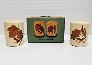 Autumn Fall Leaves & Acorn Salt & Pepper Shakers Earthenware Complete With Plugs - Picture 1 of 14