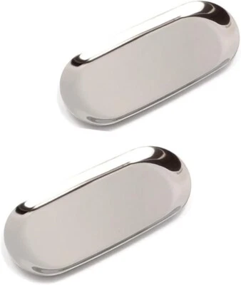 Pack of 4 Stainless Steel Storage Trays, 7.1 x 3.3 Inch Oval Metal Trays - Image 1 of 2