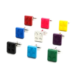 CUFFLINK WEDDING GIFT LEGO INSPIRED BLOCK PLAYER XMAS BIRTHDAY PRESENT CUFFLINKS - Picture 1 of 12