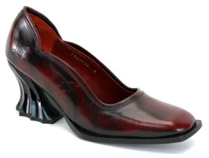 JOHN FLUEVOG ROCOCO LADY OPHELIA PUMPS 6.5 GOTH SHOE BURGUNDY LEATHER HEELS - Picture 1 of 12