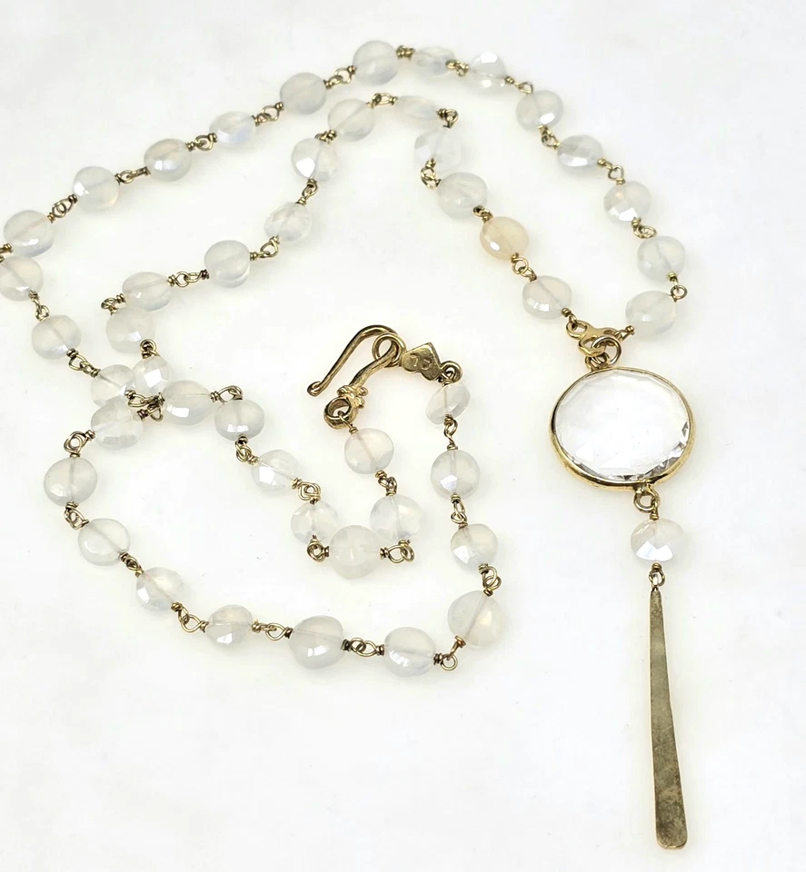 Collar CHAN LUU Chapado en Oro 18k 925 SWAROVSKI CRISTAL Facetado Colgante Gota Foto 1 de 4