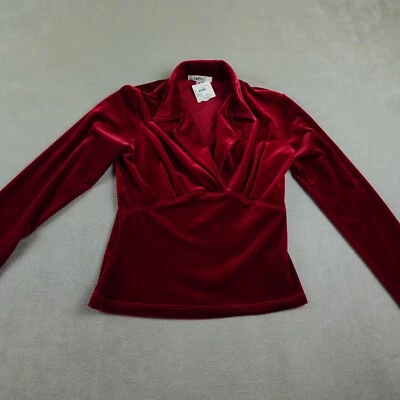 Top Rampage para mujer M rojo EE. UU. terciopelo manga larga escote profundo Y2K de colección Foto 1 de 4