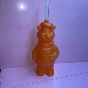 Vintage 1994 A&W Root Beer Orange Rooty Bear Plastic Souvenir Bottle Cup *DENTED - Picture 1 of 9