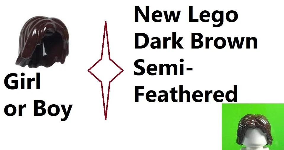 LEGO Minifigure Hair Dark Brown Hobbit Feathered Tousled Part Middle Wig - Image 1 of 1