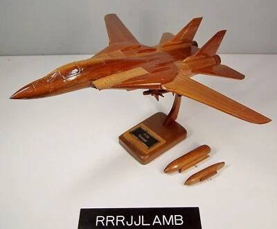 Grumman F-14 Tomcat WOODEN DESK MODEL 1:48 Scale 17" Wingspan Wood Display Stand - Image 1 of 4