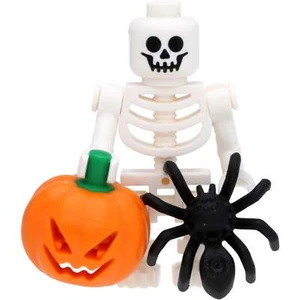 LEGO Minifigur Skelett mit Halloween-Kürbis und Spinne - Bild 1 von 10