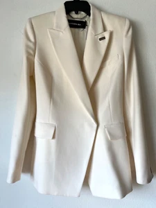 New Wool Barbara Bui Tailored Crepe Hidden Button Lined Cream Blazer Sz38 $1.100 - Picture 1 of 9