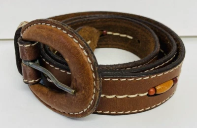 Fossil Mujer Cinturón Cuero Marrón Punto Medio Cuentas Oeste Suroeste Foto 1 de 4