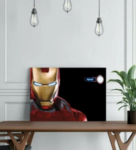 IRON MAN-FRAMED CANVAS WALL ART SUPERHERO PICTURE PAPER PRINT- MARVEL RED GOLD - Picture 1 of 12