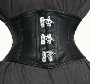 Corsé de cuero genuino debajo del busto para mujer entrenador de cintura y ajuste moldeador del cuerpo - Imagen 1 de 6
